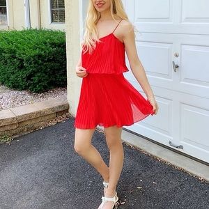 Pleated dress with spaghetti straps